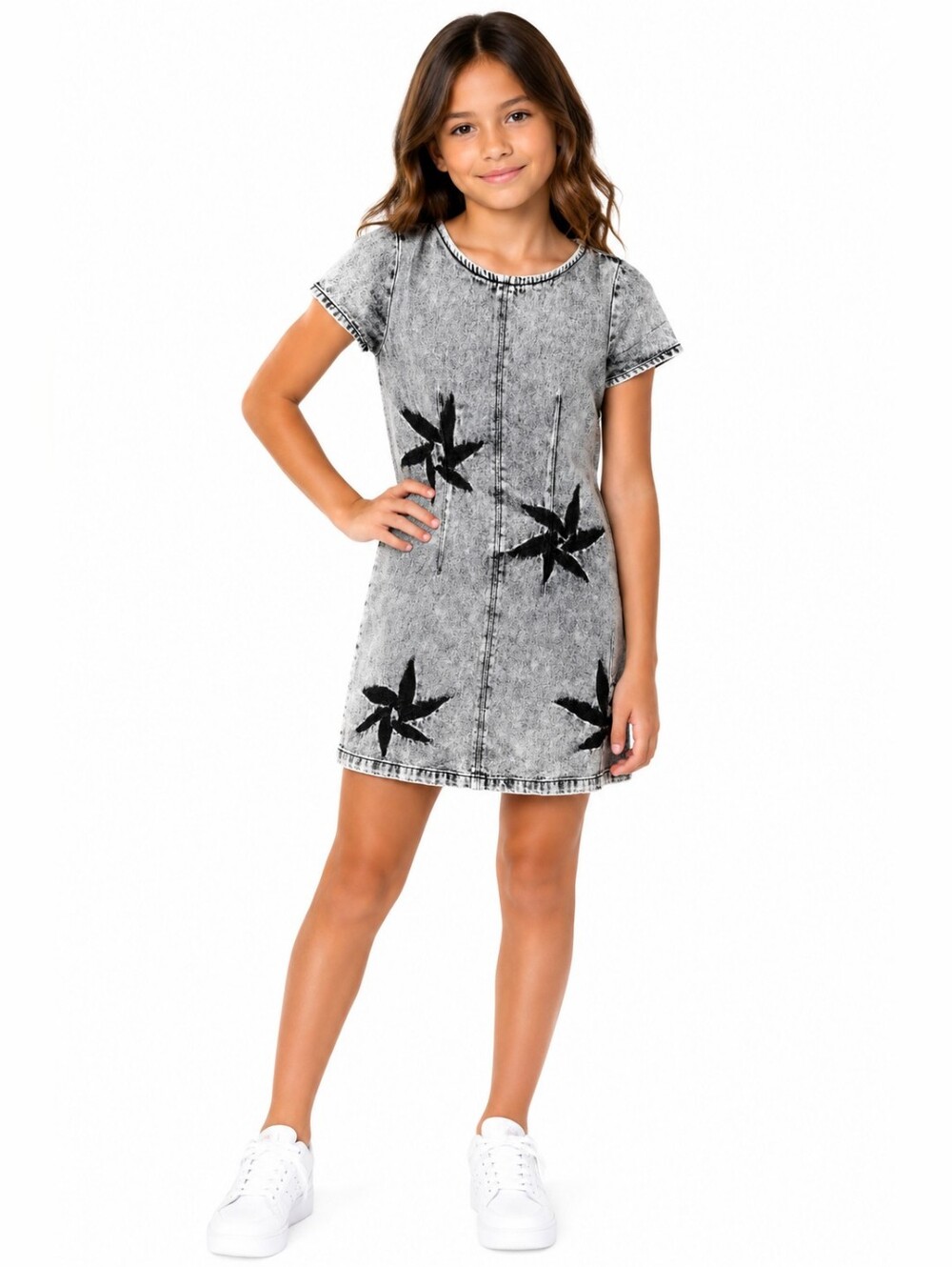 Truce Girls Acid Wash Starburst Denim Mini Dress Girls Size 10 Skater grunge